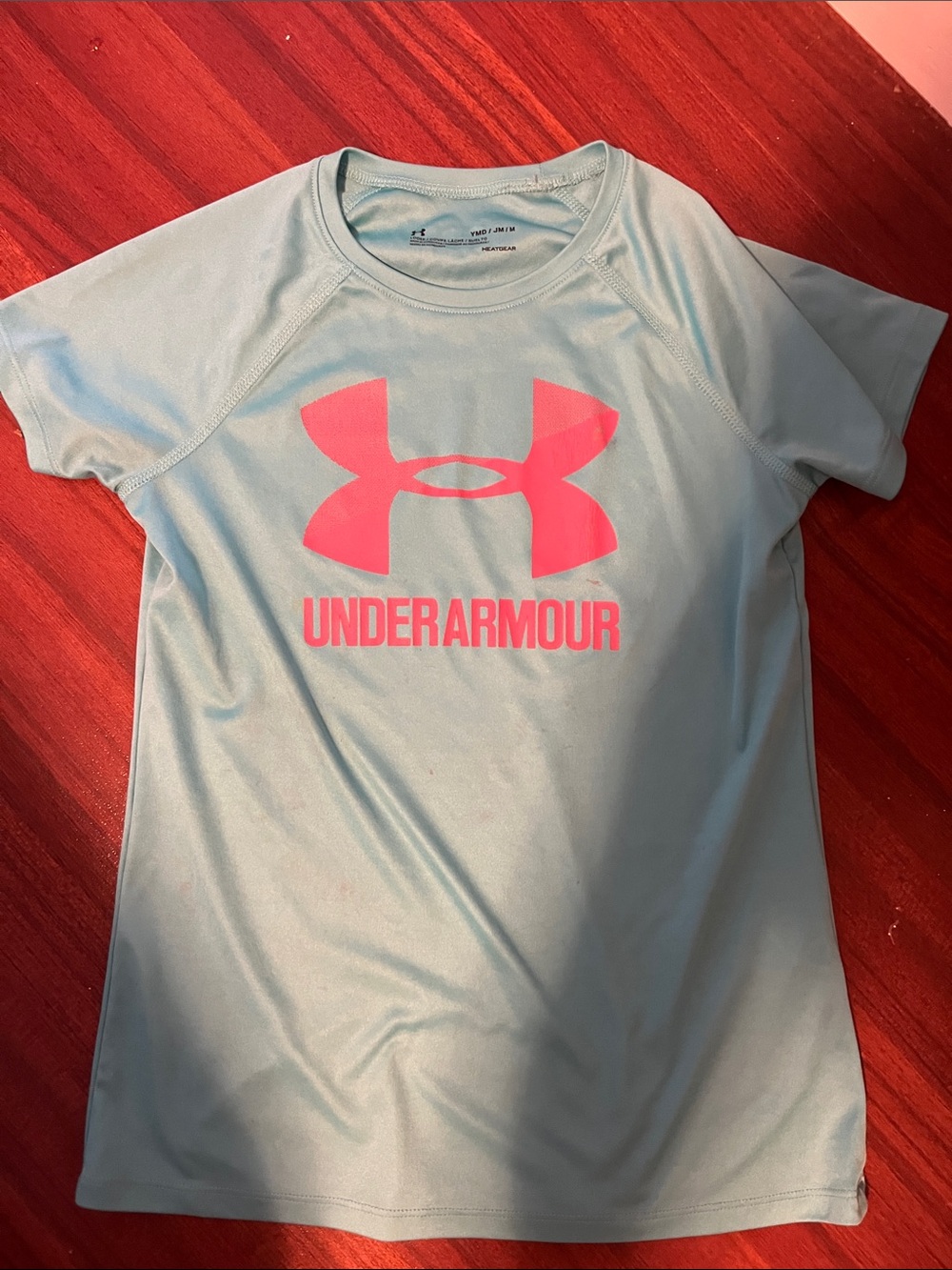 Under Armour Light Blue Tee with Pink Logo